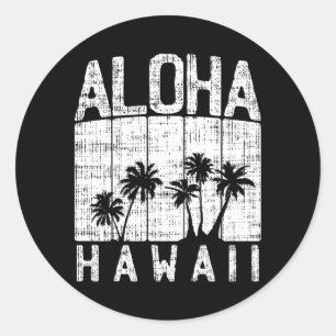 Aloha Hawaii Retro Hawaiian Beach Summer Vacation Classic Round Sticker