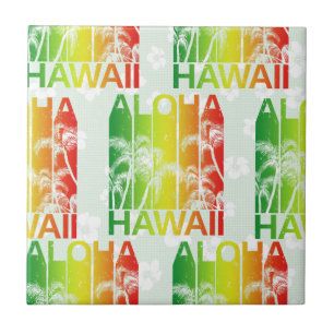 Aloha Hawaii Retro Summer Floral Ceramic Tile