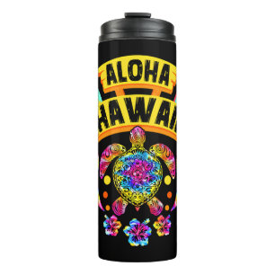 Aloha Hawaii Retro Turtles Summer Dad Mum Thermal Tumbler