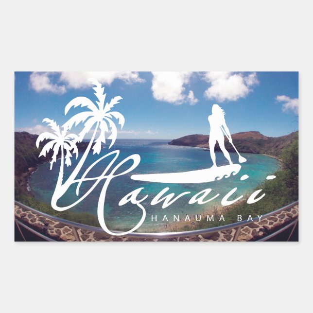 Aloha Hawaii Stand Up Paddling Rectangular Sticker (Front)