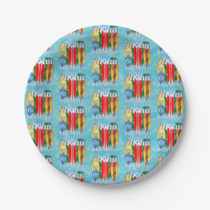 Aloha Hawaii Summer Surfboards Paper Plate