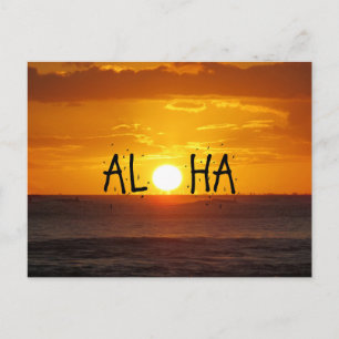 Aloha Hawaii Sunset Ocean Postcard