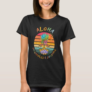 Aloha Hawaii Sunshine Vibes & Pineapple Summer Bea T-Shirt