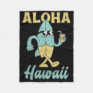 Aloha Hawaii Surfboard Surfing Surf Funny Hawaiian Fleece Blanket