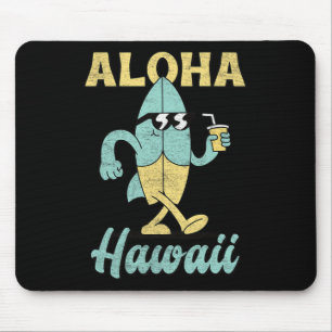 Aloha Hawaii Surfboard Surfing Surf Funny Hawaiian Mouse Pad