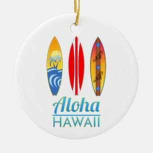 Aloha Hawaii Surfboards Ceramic Ornament