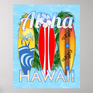 Aloha Hawaii Surfboards Poster
