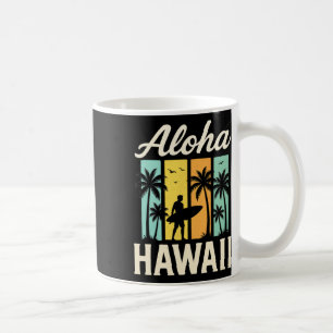 Aloha Hawaii - Surfing Beach Palm Tree Sunset Coffee Mug