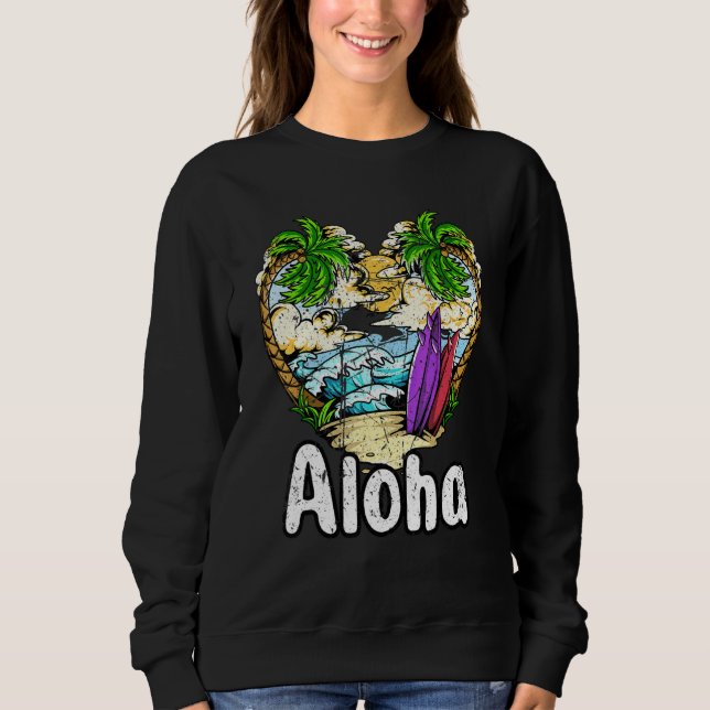 Aloha Hawaii Surfing Retro Sunset 25 Sweatshirt (Front)