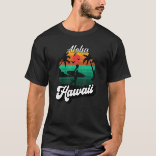 Aloha Hawaii Surfing Retro Sunset Surfer Surfboard T-Shirt