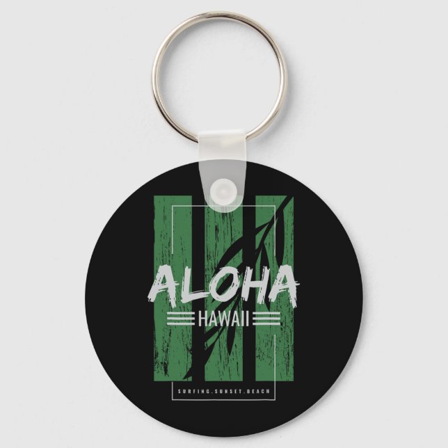 Aloha Hawaii Surfing Sunset Beach  Key Ring (Front)