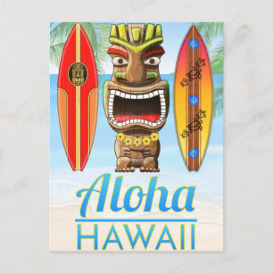 Aloha Hawaii Tiki Statue Postcard