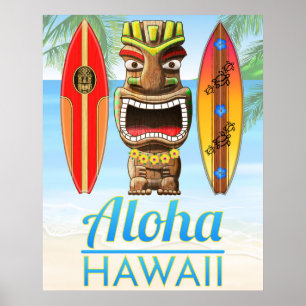 Aloha Hawaii Tiki Statue Poster