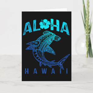 Aloha Hawaii Tril Shark Polynesian Hawaiian Beach Card