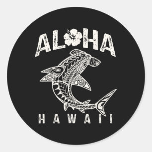 Aloha Hawaii Tril Shark Polynesian Hawaiian Beach Classic Round Sticker