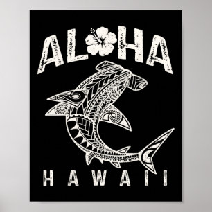 Aloha Hawaii Tril Shark Polynesian Hawaiian Beach Poster
