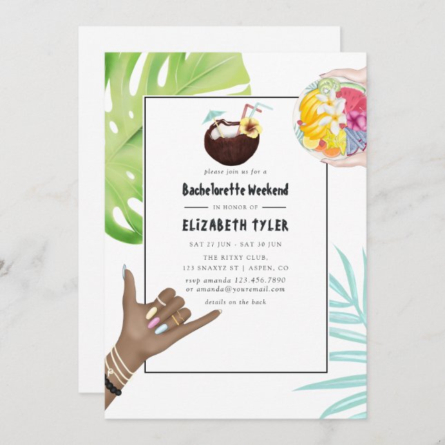 Aloha Hawaii Tropical Beach Bachelorette Weekend Invitation (Front/Back)