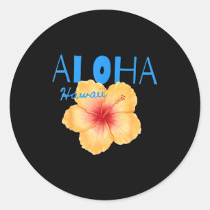 Aloha hawaii tropical flower beach summer vacation classic round sticker