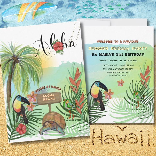 Aloha Hawaii Tropical Paradise Invitation  (Aloha Hawaii Tropical Paradise Invitation )