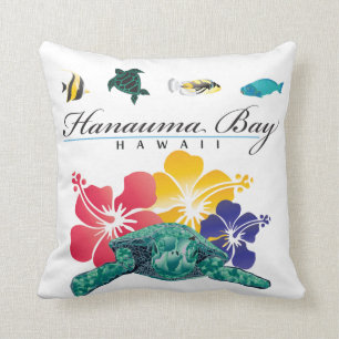 Aloha Hawaii Turtle and Flowers Cushion