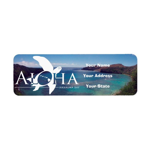 Aloha Hawaii Turtle and Hanauma Bay Return Address Label (Front)