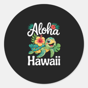Aloha Hawaii Turtle Hawaiian Island Kids Men Women Classic Round Sticker