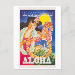 Aloha, Hawaii, Vintage Style Travel Postcard