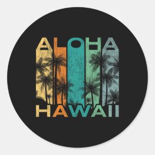 Aloha Hawaii Vintage Surfboard  Classic Round Sticker
