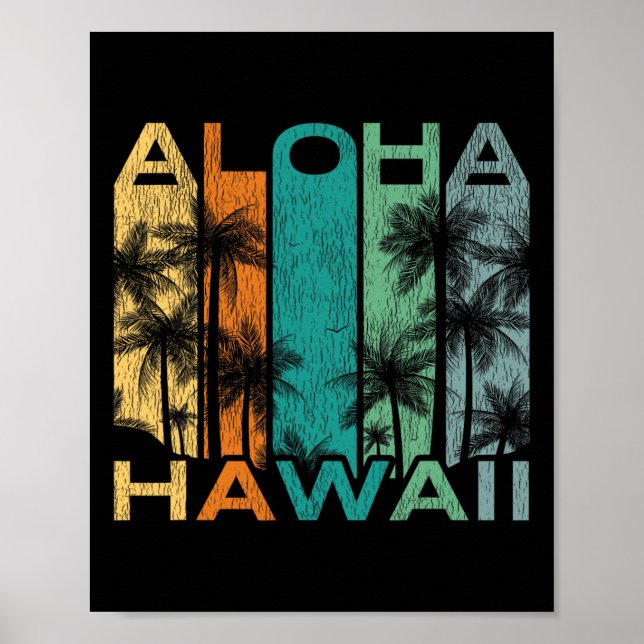 Aloha Hawaii Vintage Surfboard  Poster (Front)