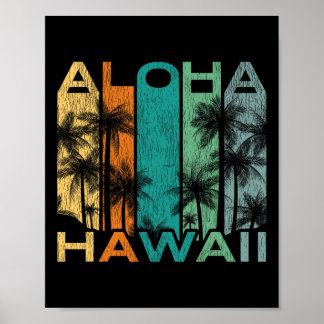 Aloha Hawaii Vintage Surfboard Poster