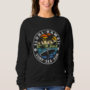 Aloha Hawaii Vintage Surfing Retro Beach Palm Tree Sweatshirt