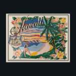 Aloha Hawaii Vintage Travel Postcard<br><div class="desc">Travel postcards
Hawaii Islands
Hula girl
Palm Trees
Vintage Travel
Beach Nature Flowers</div>