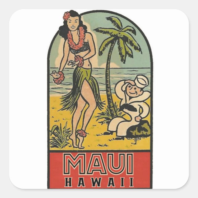 Aloha Hawaii Vintage Travel   Square Sticker (Front)