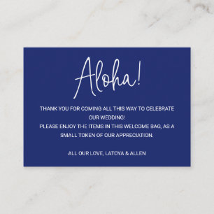 Aloha Hawaii Wedding Blue Welcome Gift Bag Basket Place Card