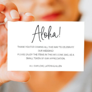 Aloha Hawaii Wedding Welcome Gift Bag Basket Place Card