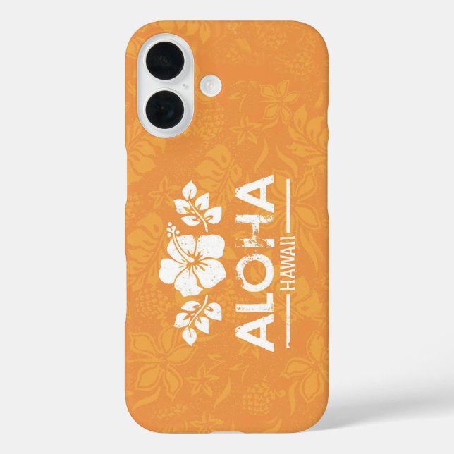 Aloha Hawaii with Orange Hibiscus Phone Case (Back)