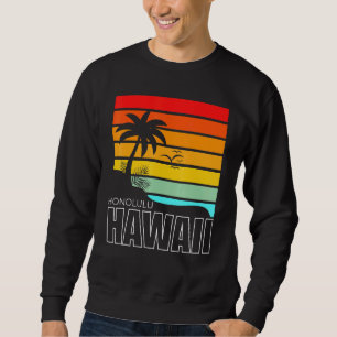 Aloha Hawaiian Beach Palm Trees Summer Retro Honol Sweatshirt