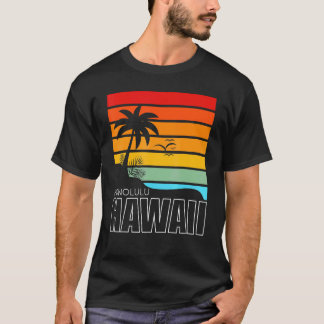 Aloha Hawaiian Beach Palm Trees Summer Retro Honol T-Shirt