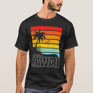 Aloha Hawaiian Beach Palm Trees Summer Retro Honol T-Shirt