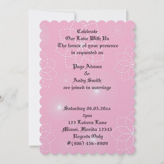 Aloha Hawaiian Blossom Wedding Invite Pink Pattern (Front)