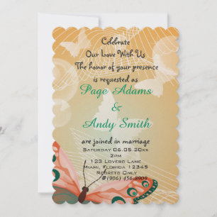 Aloha Hawaiian Butterfly Blossoms Wedding Invitation