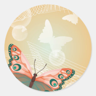 Aloha Hawaiian Butterfly Wedding Love Art Destiny Classic Round Sticker