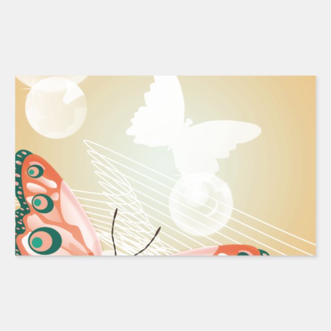 Aloha Hawaiian Butterfly Wedding Love Art Destiny Rectangular Sticker (Front)
