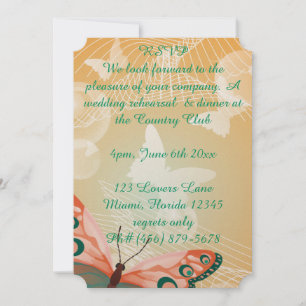 Aloha Hawaiian Butterfly Wedding Rehearsal Dinner Invitation