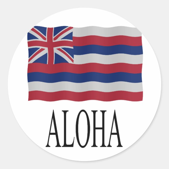 Aloha + Hawaiian flag Classic Round Sticker (Front)