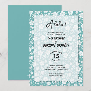 Aloha Hawaiian Floral Birthday Party Invitation
