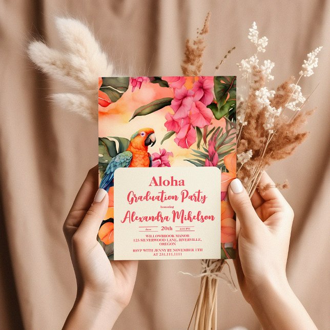 Aloha Hawaiian Flowers Graduation  Invitation (Creator Uploaded)