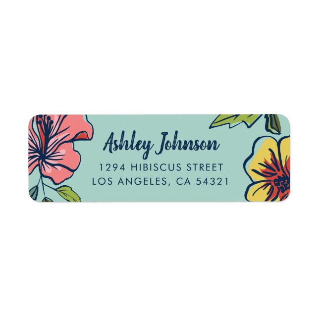 Aloha Hawaiian Flowers Return Address Label (Front)
