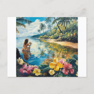 Aloha Hawaiian Girl Holiday Postcard