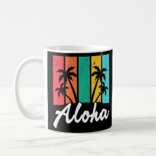 Aloha Hawaiian Hawaii Island  Palm Beach Surfboard Coffee Mug